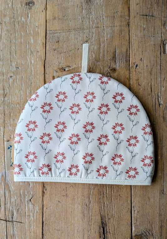 Organic Tea Cosy - Machair Flower Red