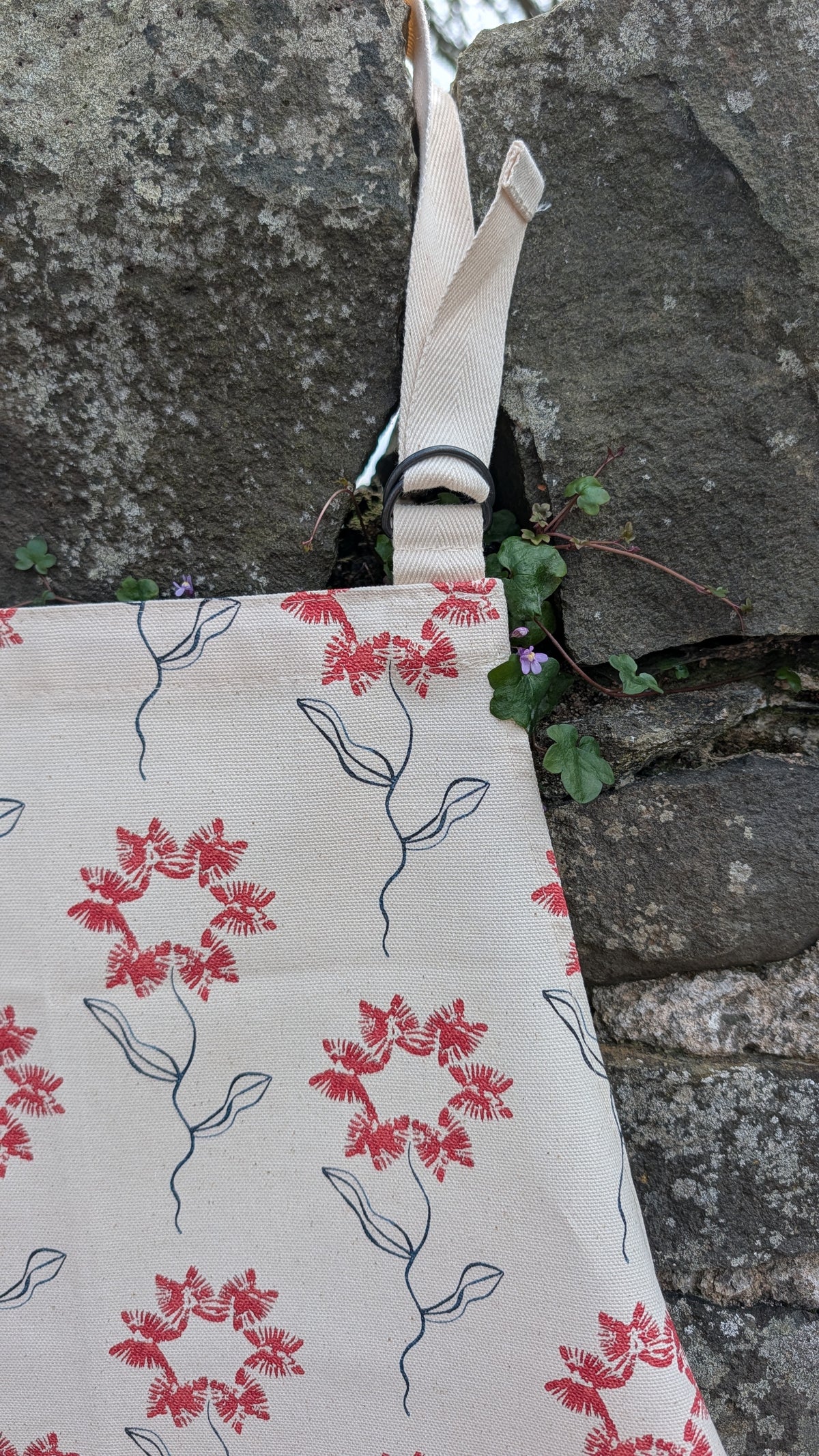 Organic Apron - Machair Flower Red